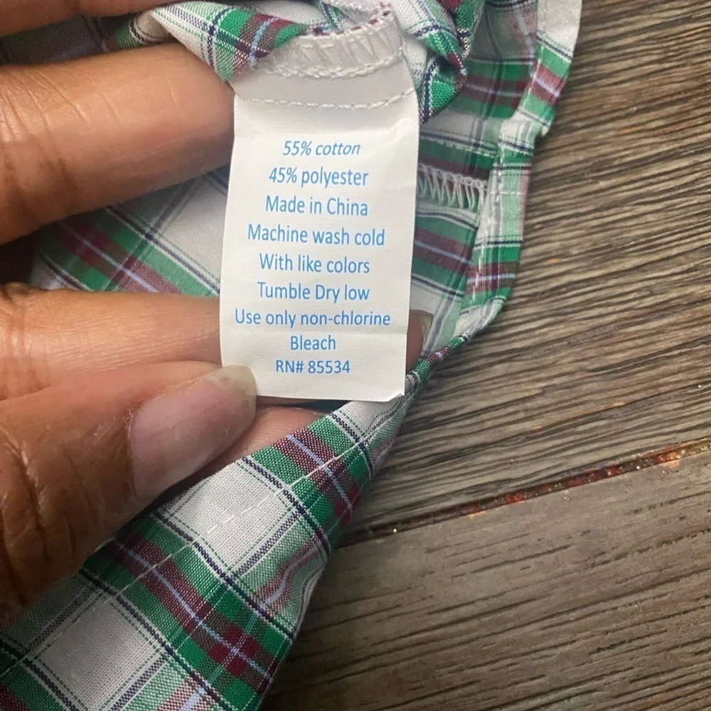 J.Bailey Roscoe plaid stripe long sleeve button down boy shirt green white plaid